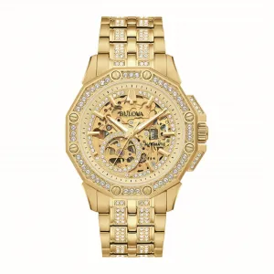 Bulova Watch with 41MM Open Face Skeleton Round Dial and Stainless Steel Bracelet. 98A292