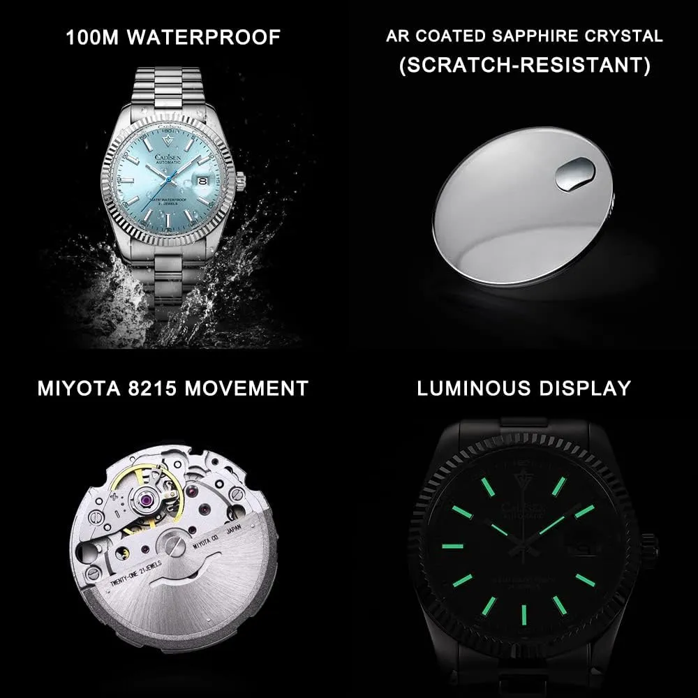 CADISEN Men Automatic Watch Sapphire Luxury Mechanical Wristwatch Stainless Steel Waterproof Watches Casual Homage