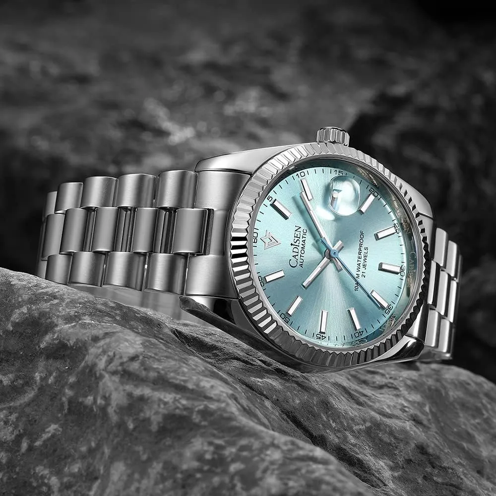 CADISEN Men Automatic Watch Sapphire Luxury Mechanical Wristwatch Stainless Steel Waterproof Watches Casual Homage
