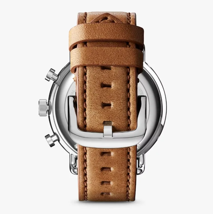 Canfield Sport Watch - 45mm White / Bourbon Leather Strap