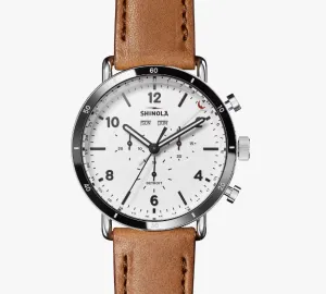 Canfield Sport Watch - 45mm White / Bourbon Leather Strap