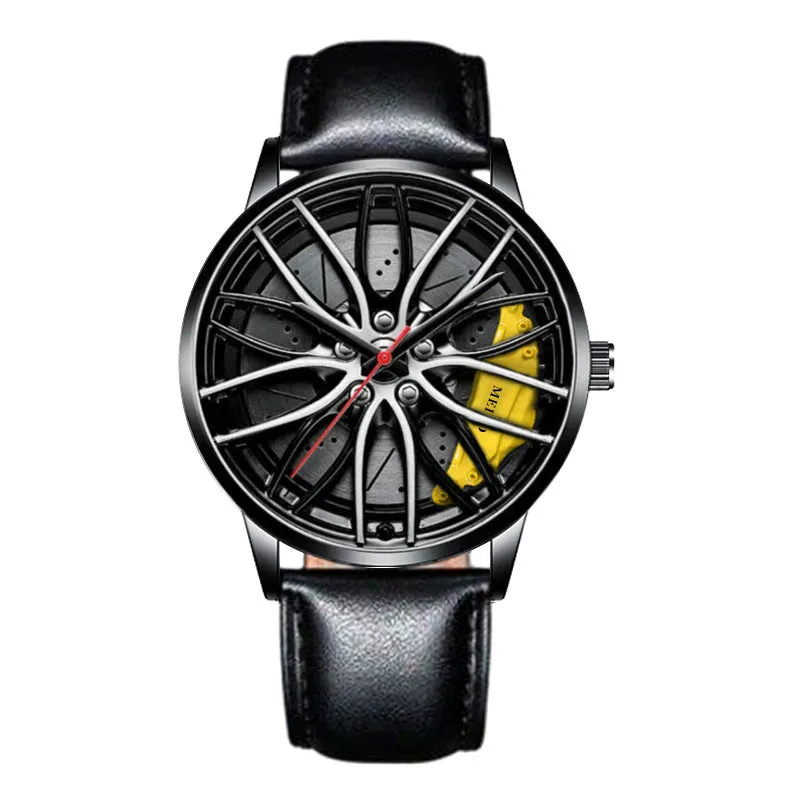 Car Watches for Men, Waterproof Stainless Steel Japanese Quartz Wrist Watch Sports Men’s Watches with Car Wheel Rim Hub Design