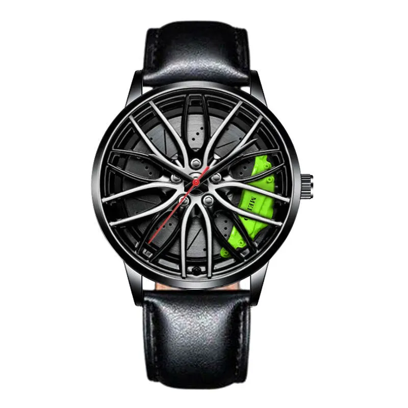 Car Watches for Men, Waterproof Stainless Steel Japanese Quartz Wrist Watch Sports Men’s Watches with Car Wheel Rim Hub Design