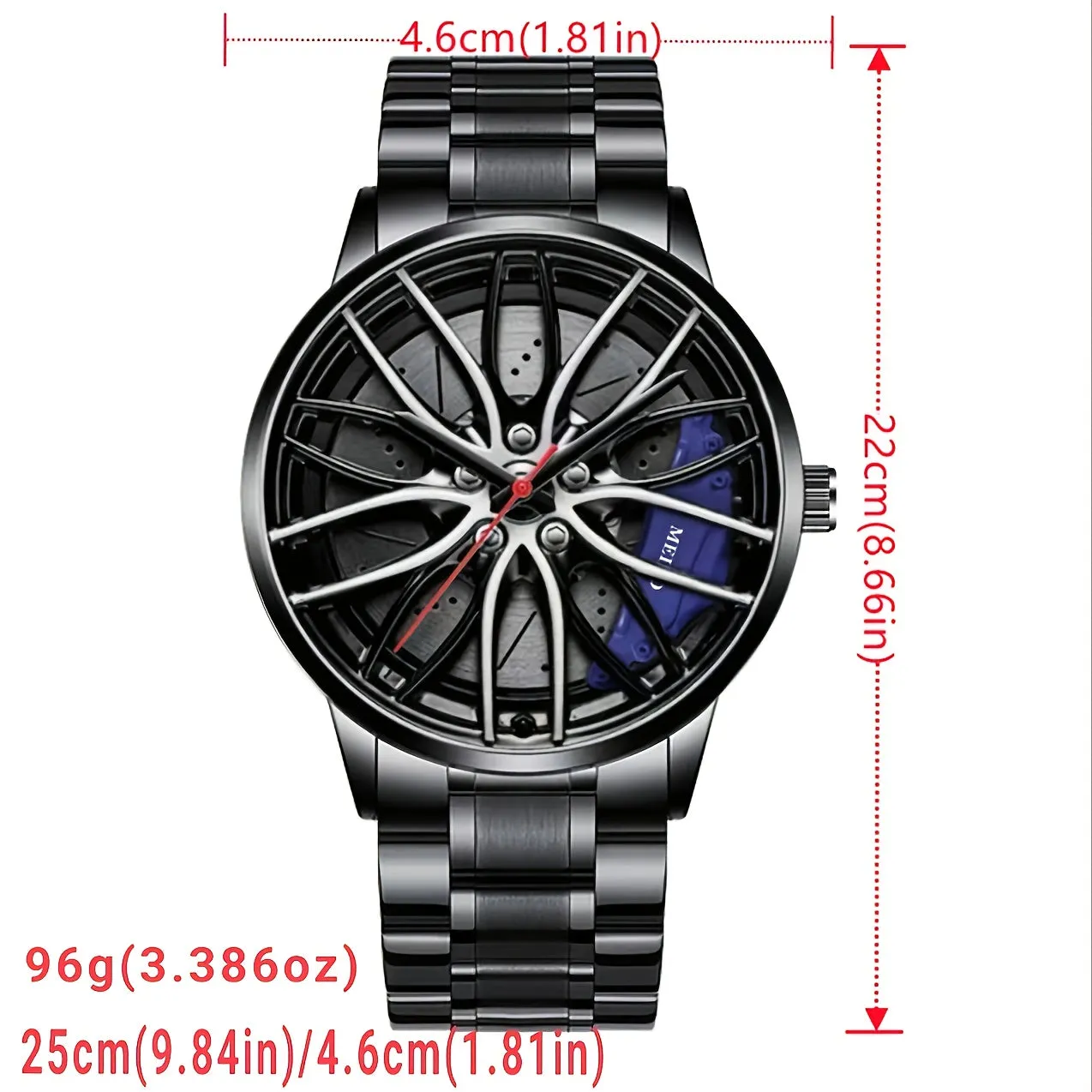 Car Watches for Men, Waterproof Stainless Steel Japanese Quartz Wrist Watch Sports Men’s Watches with Car Wheel Rim Hub Design