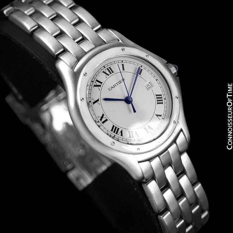Cartier Cougar Panthere Mens Quartz Watch with Date - Stainless Steel