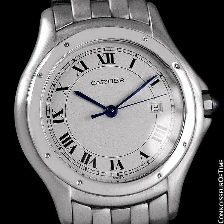 Cartier Cougar Panthere Mens Quartz Watch with Date - Stainless Steel