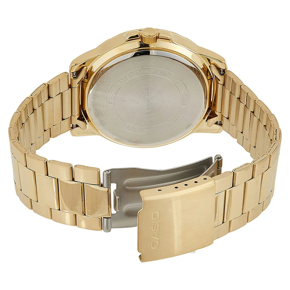Casio Men's Black Dial Gold Stainless Steel Band Analog Japanese Quartz Watch - MTP-VD01G-1BVUDF