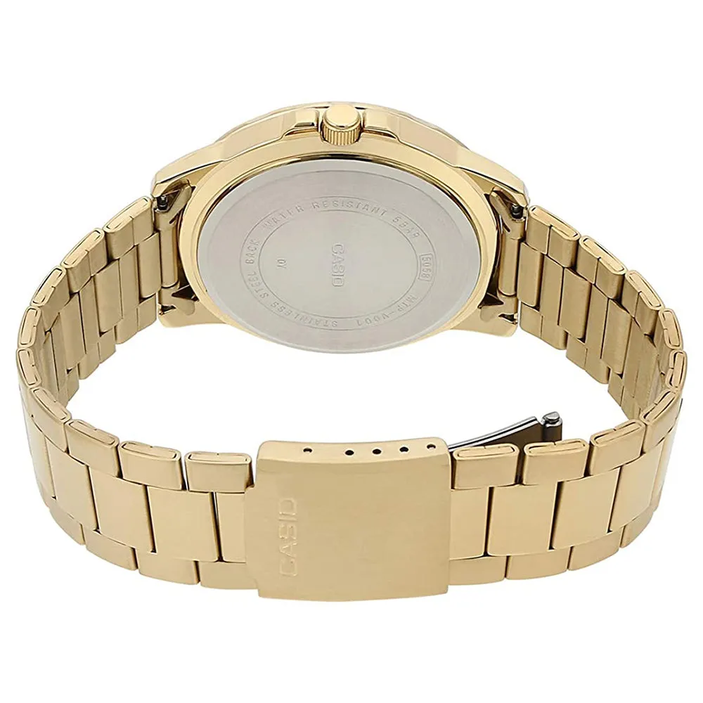 Casio Men's Black Dial Gold Stainless Steel Band Analog Japanese Quartz Watch - MTP-VD01G-1BVUDF