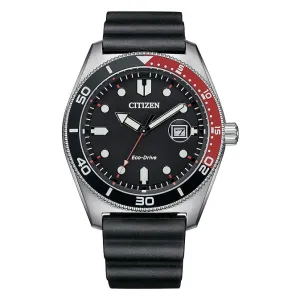 Citizen Men's Black Dial Rubber Band Analog Eco-Drive Watch - AW1769-10E
