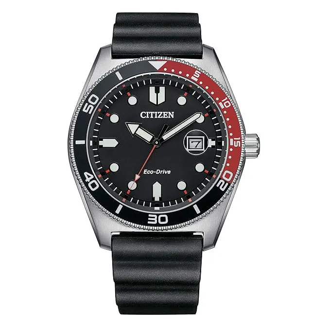 Citizen Men's Black Dial Rubber Band Analog Eco-Drive Watch - AW1769-10E