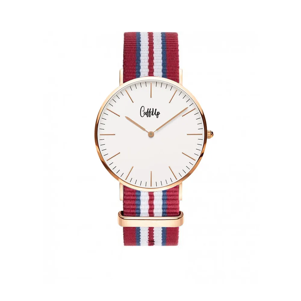 Cuff Watch - Red, Blue & White