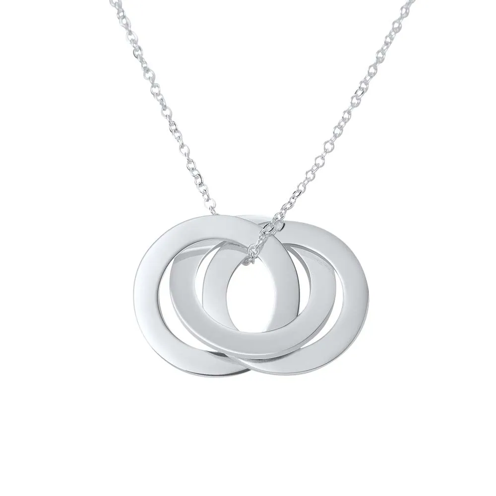 Customizable Necklace Engraved 3 Interlocking Rings Necklace