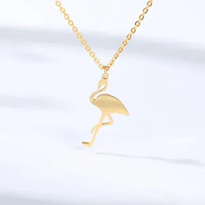Cute Flamingo Choker Necklaces For Women Stainless
