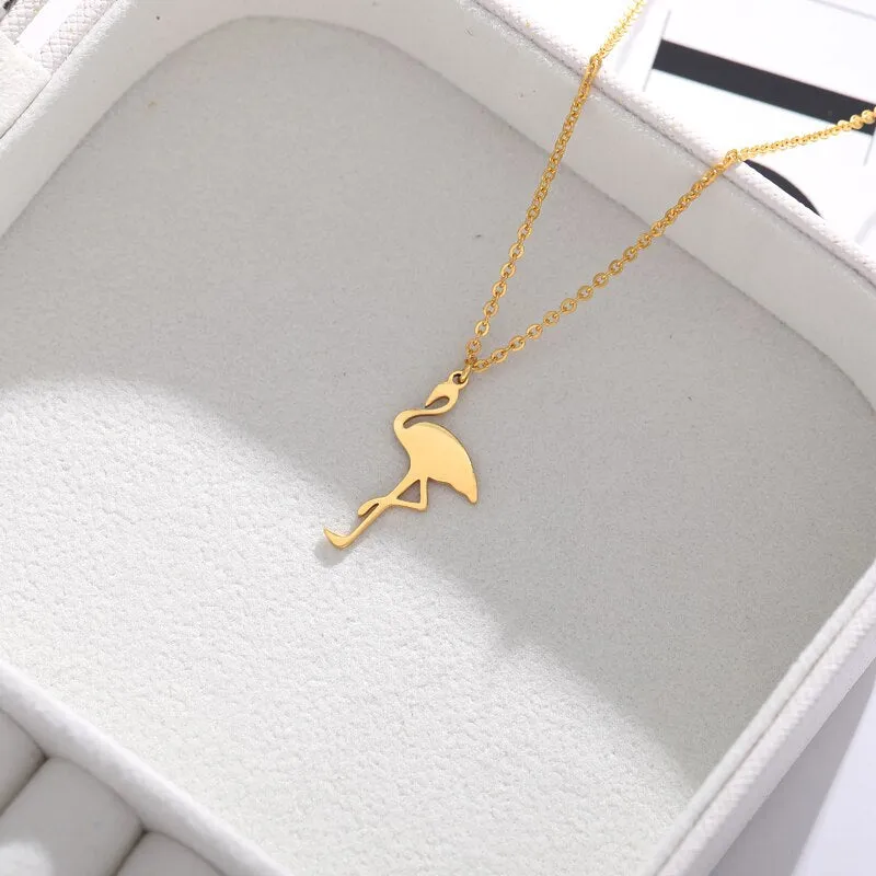Cute Flamingo Choker Necklaces For Women Stainless