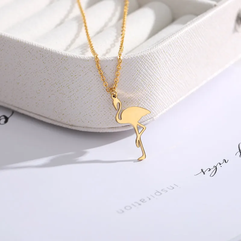 Cute Flamingo Choker Necklaces For Women Stainless