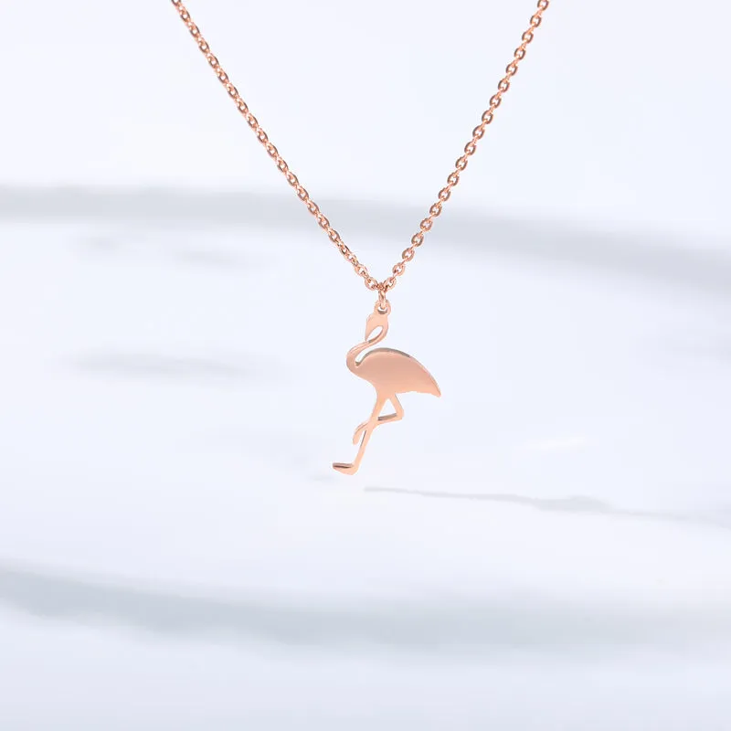 Cute Flamingo Choker Necklaces For Women Stainless