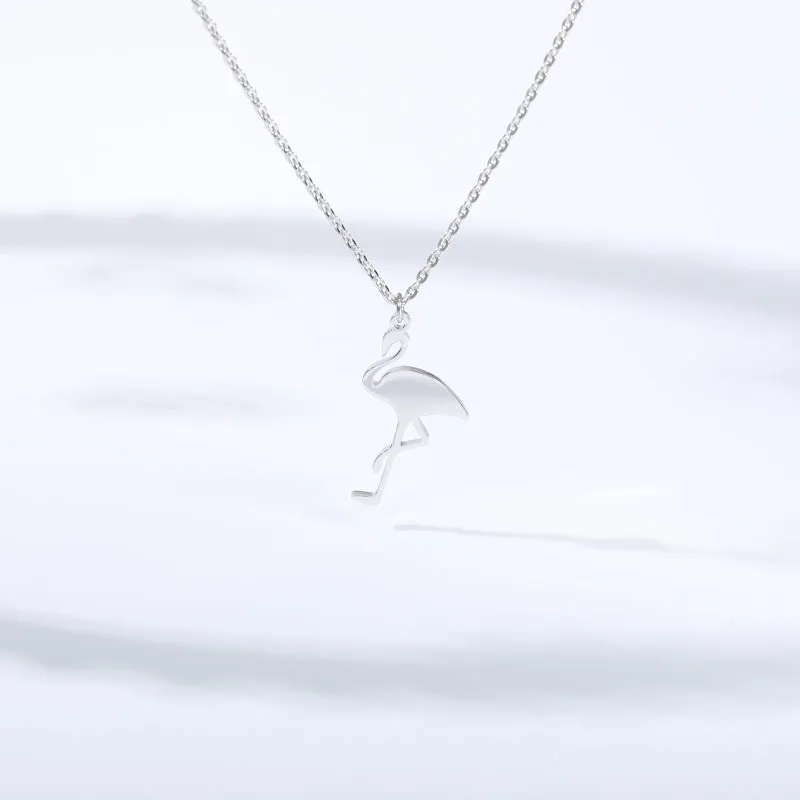 Cute Flamingo Choker Necklaces For Women Stainless
