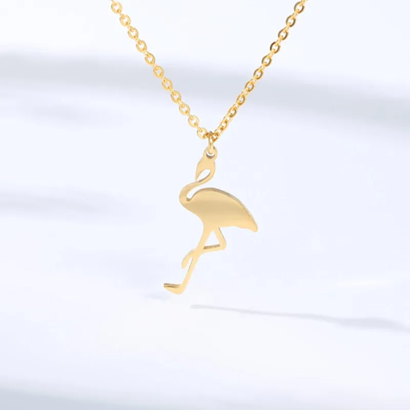 Cute Flamingo Choker Necklaces For Women Stainless