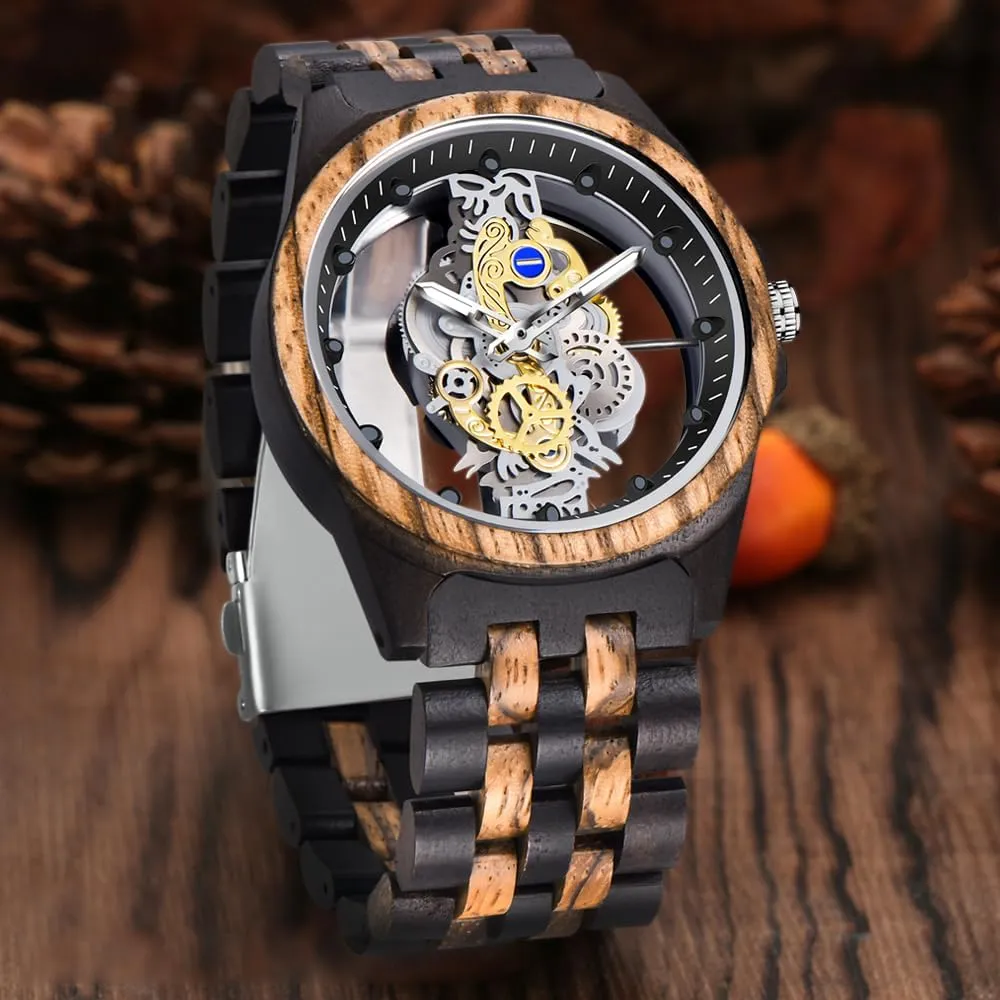 Dentily Men's Wooden Watch Lightweight Wooden Mens Watches Analog Quartz Wood Watches for Men