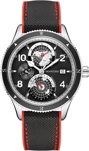 Dive Watch for Men Automatic Mechanical Watch Calendar Month Year Display Super C3 Luminous Dial World Earth North South Hemisphere 10ATM Dive Wrist Watches