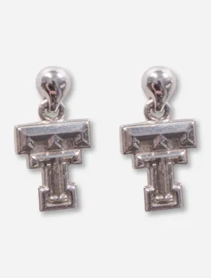 Double T Sterling Silver Studded Drop Earrings