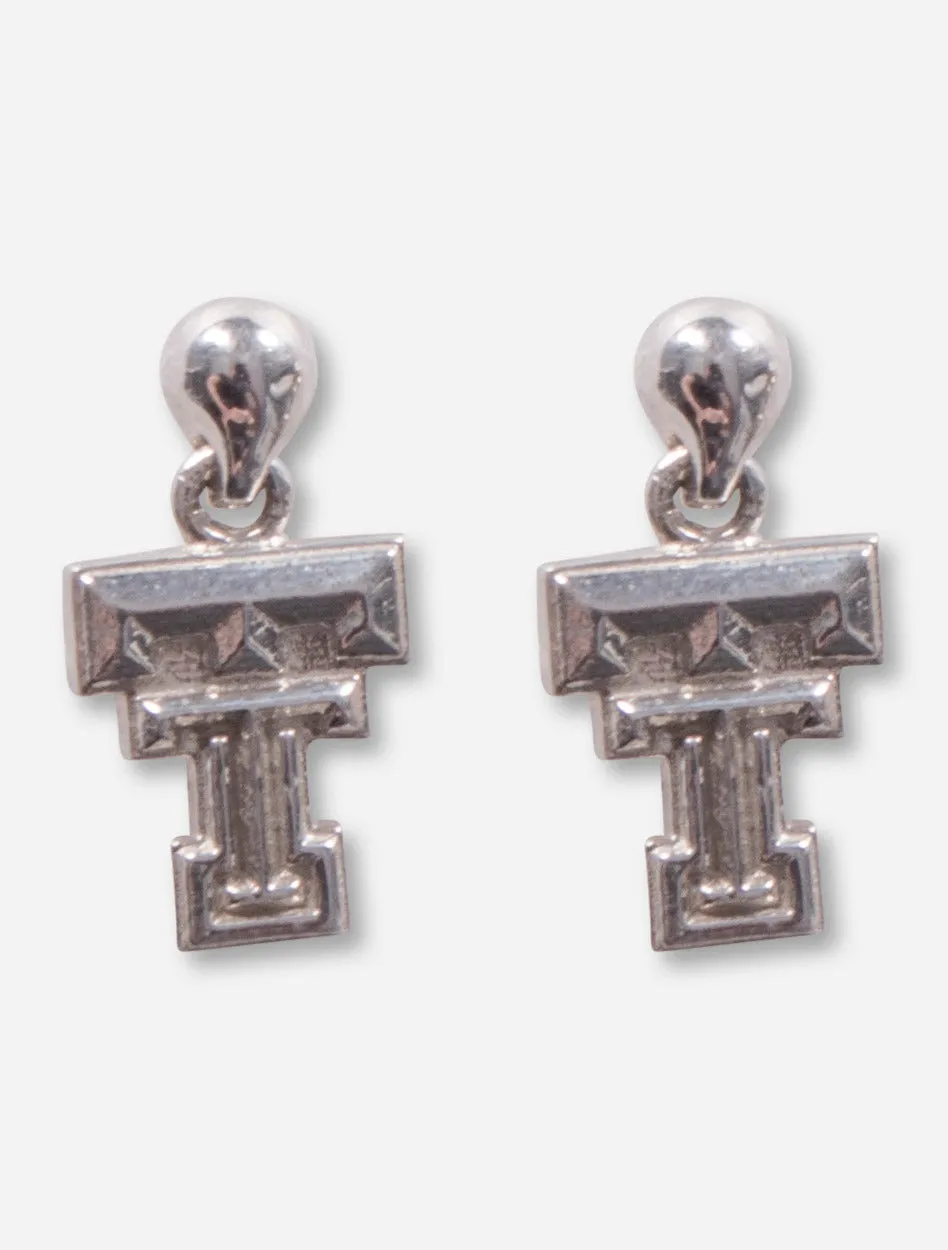 Double T Sterling Silver Studded Drop Earrings