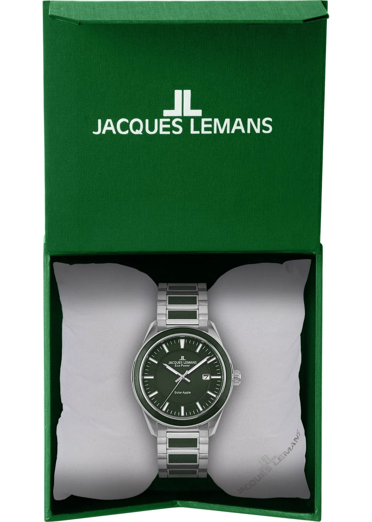 Eco Power Solar Stainless Steel Green Vegan Men's Bracelet Watch