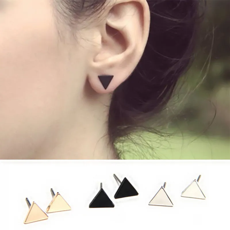 EK941 New European Style Minimalist Boucle Brincos LOVE Geometric Triangle Tiny Stud Earrings For Women Girl Jewelry Orecchini