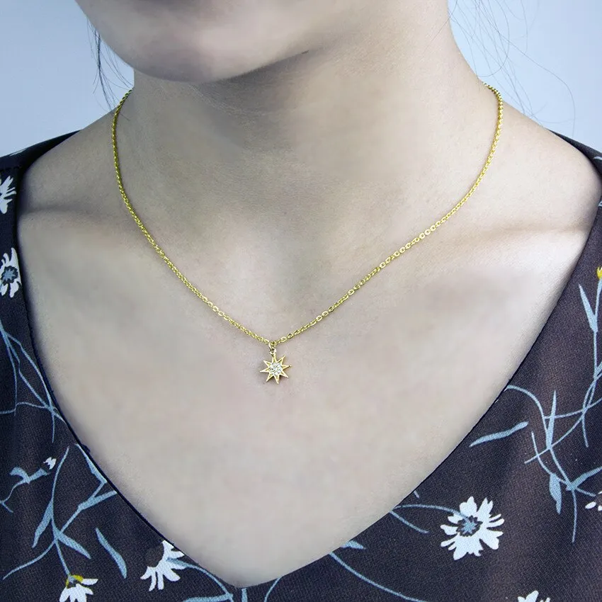 Fashion Paved CZ Stone North Star Necklace Crystal
