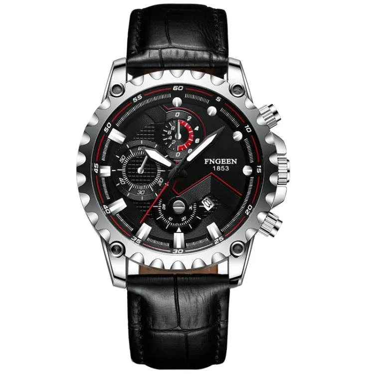 FNGEEN 5055 Men's Stylish Waterproof Quartz Watch with Stainless Steel Band