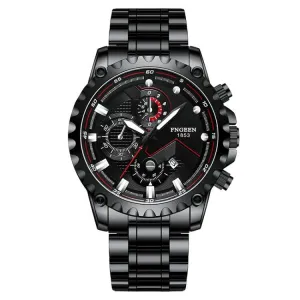 FNGEEN 5055 Men's Stylish Waterproof Quartz Watch with Stainless Steel Band