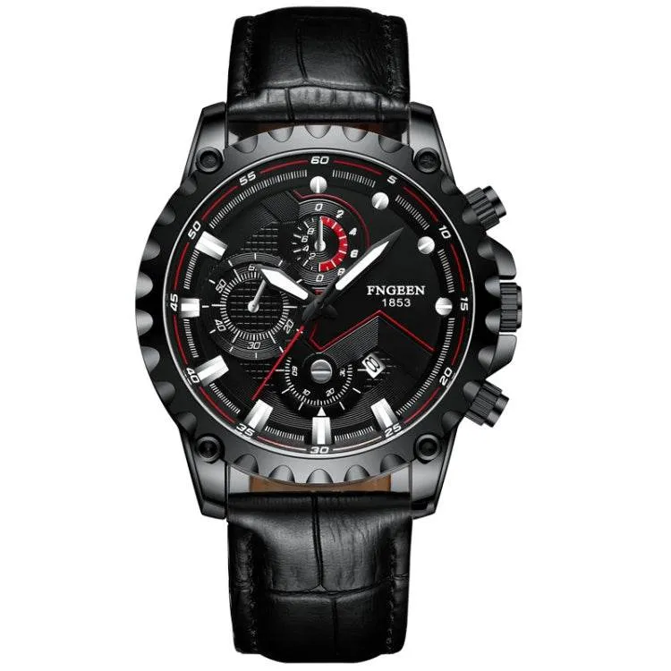 FNGEEN 5055 Men's Stylish Waterproof Quartz Watch with Stainless Steel Band