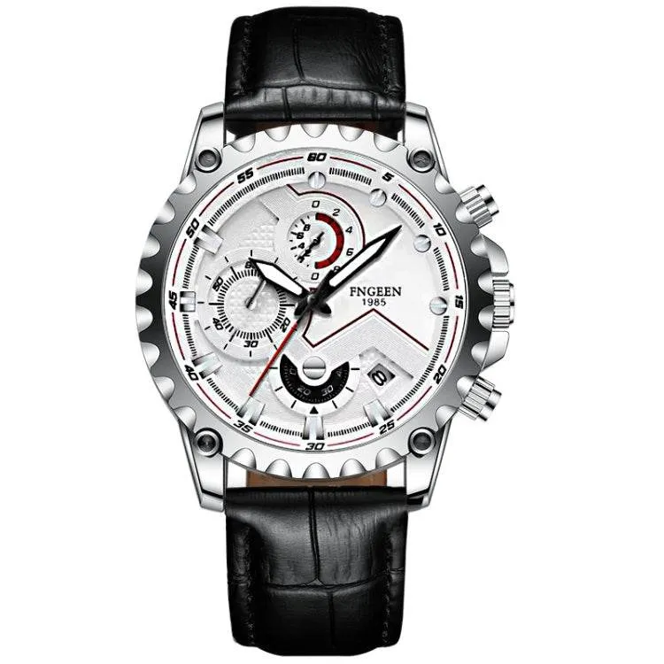 FNGEEN 5055 Men's Stylish Waterproof Quartz Watch with Stainless Steel Band