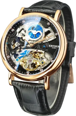 FORSINING Automatic Mechanical Watch, Self Winding Skeleton Watch for Mens, Mechanical Tourbillon Steampunk Fashion Men Watch Date Day Dress Watch Gift for Men