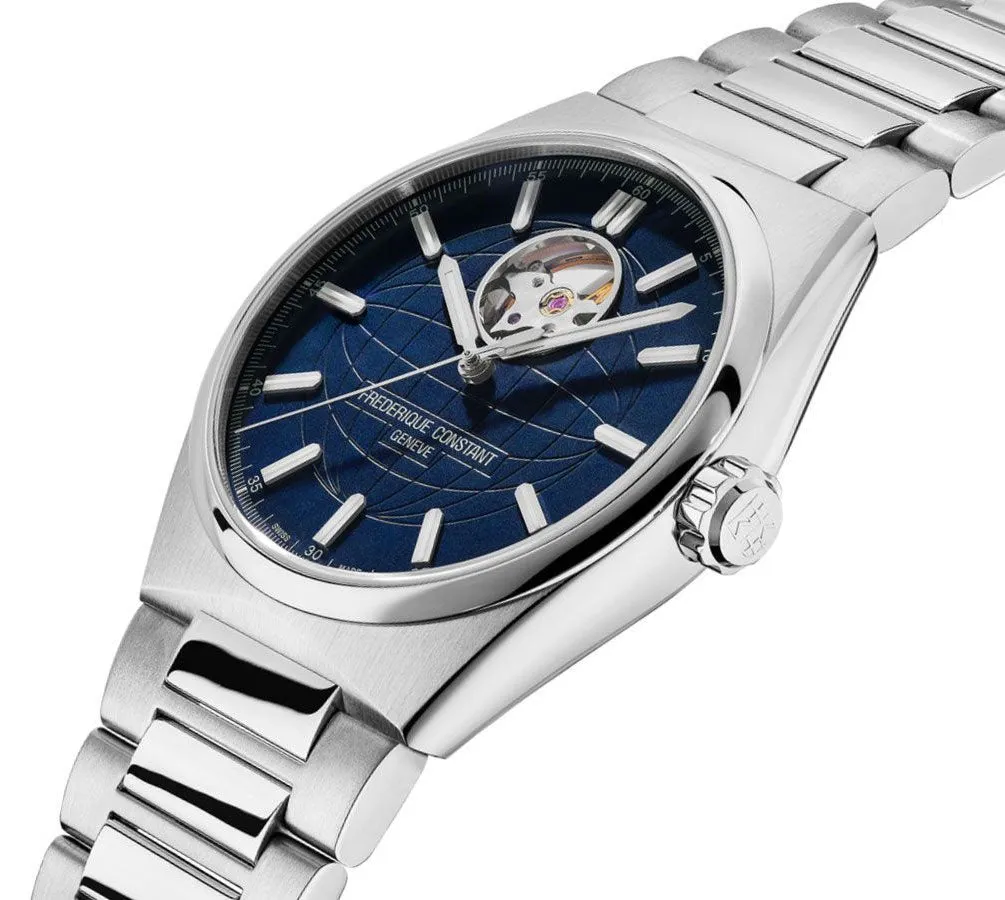 Frederique Constant Highlife Heart Beat Automatic Stainless Steel Blue Dial Interchangeable Blue Rubber Strap Mens Watch FC-310N4NH6B