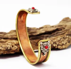 Gangesindia Copper Bracelet Easy Adjustable | Copper Cuff Bracelet Kada for Men & Women.