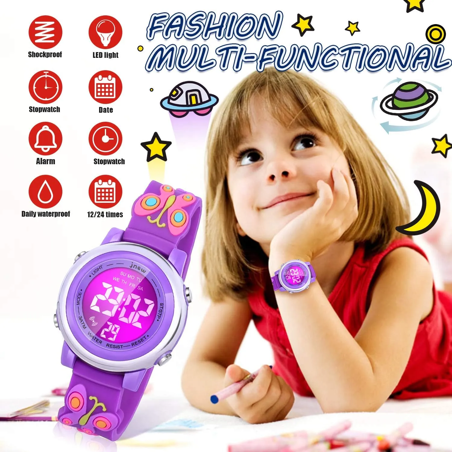 Girls Watches Age 3-10 with Waterproof Alarm - Best Gifts for Girls