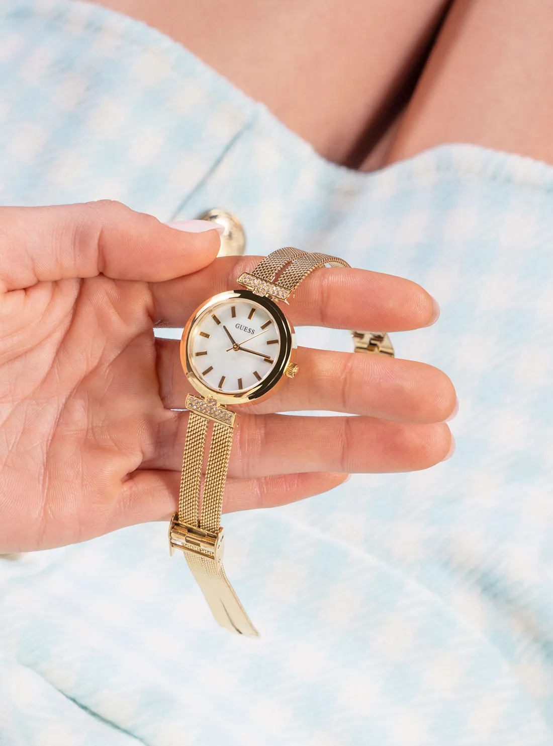 Gold Array Crystal Mesh Watch