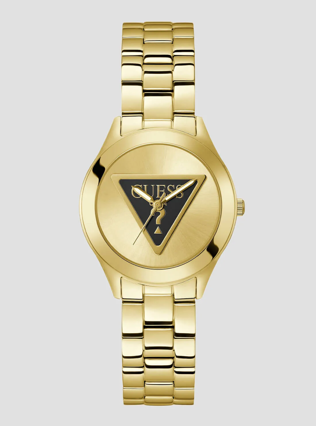 Gold Tri Plaque Black Link Watch