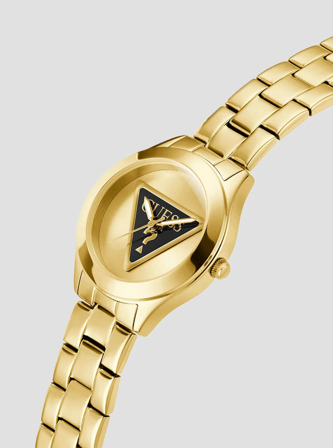 Gold Tri Plaque Black Link Watch