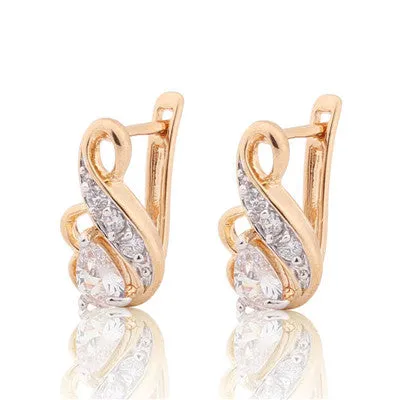 GULICX New Small Hoop Earrings for Women Gold-color Earrings White Crystal CZ Earing Fashion Snake Jewelry E194