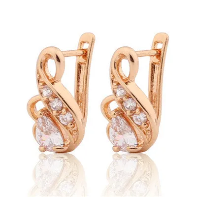 GULICX New Small Hoop Earrings for Women Gold-color Earrings White Crystal CZ Earing Fashion Snake Jewelry E194