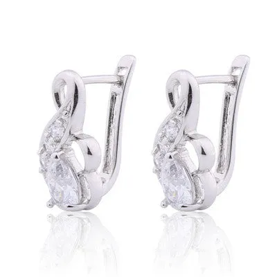GULICX New Small Hoop Earrings for Women Gold-color Earrings White Crystal CZ Earing Fashion Snake Jewelry E194