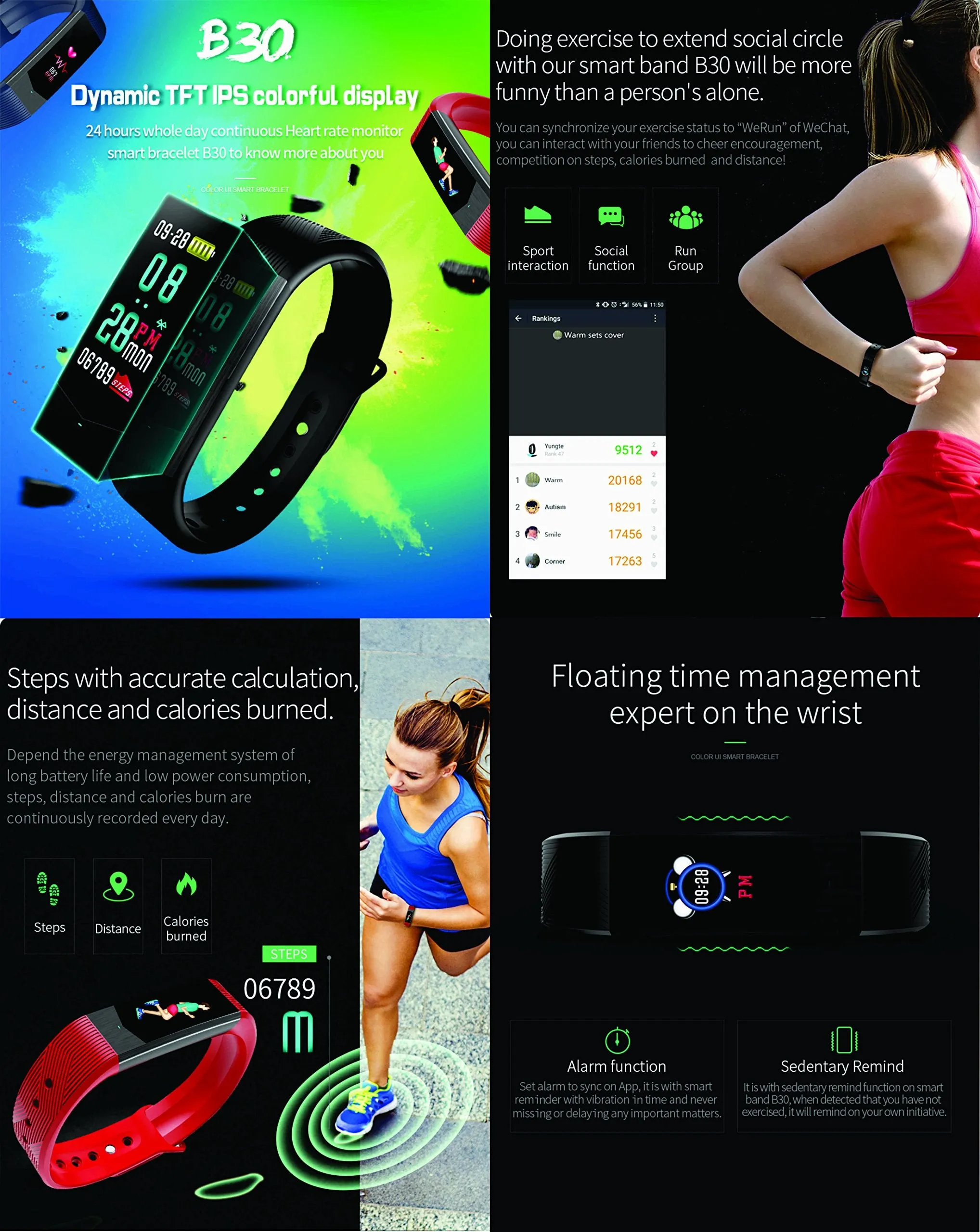 Hangoverr Power Beat Plus Water Resistant Smart Fitness Activity Tracker with Heart Rate and Multi Functions with App Notification (Red and Black)