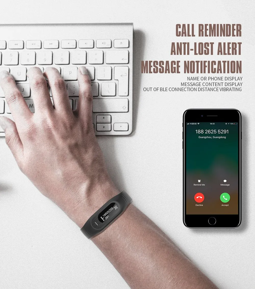 Hangoverr Power Beat Water Resistant Smart Fitness Activity Tracker (White and Black, H-B15P)