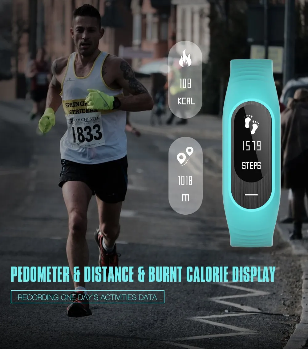 Hangoverr Power Beat Water Resistant Smart Fitness Activity Tracker (White and Black, H-B15P)
