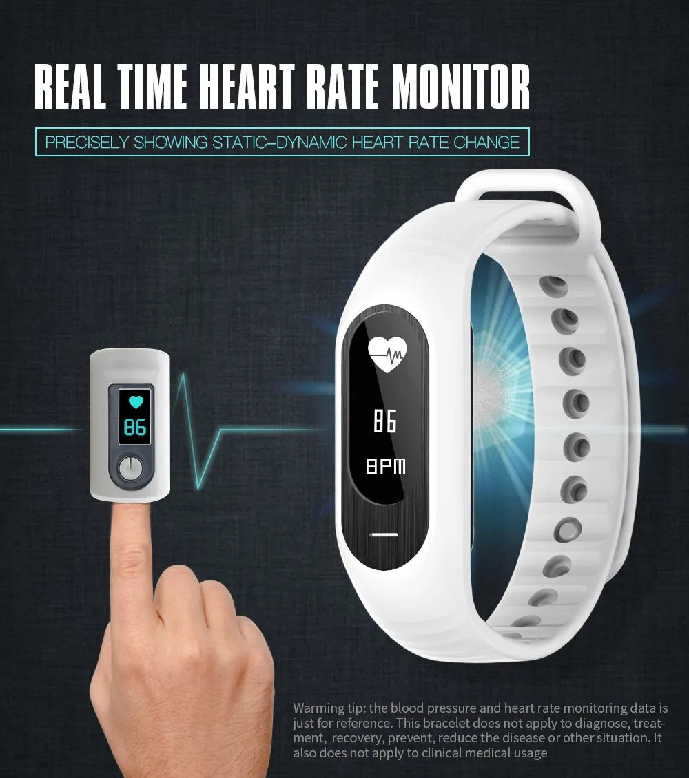 Hangoverr Power Beat Water Resistant Smart Fitness Activity Tracker (White and Black, H-B15P)