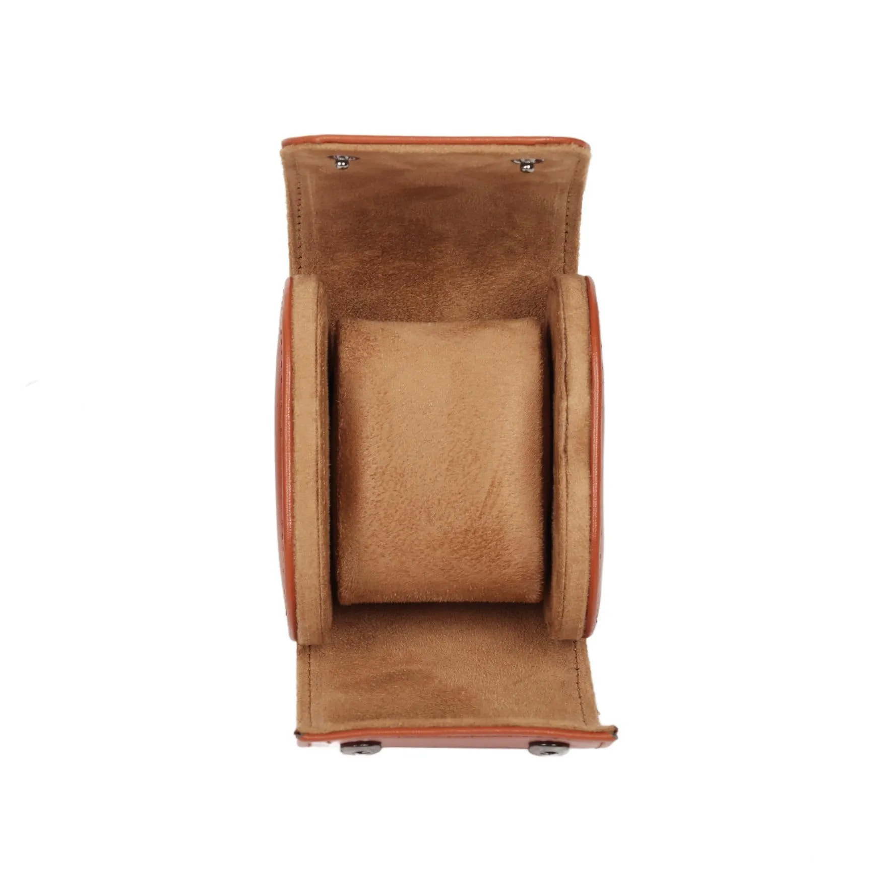 HQ Single Watch Genuine Leather Travel Case/Roll - Brown