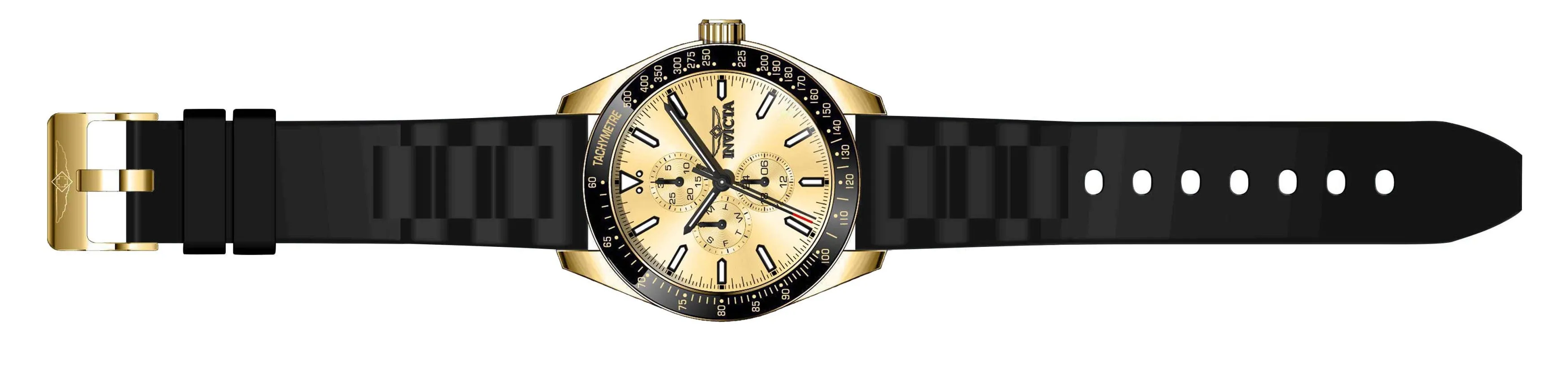 Invicta Silicone Analog Gold Dial, Band Color Black Men's Watch-38405