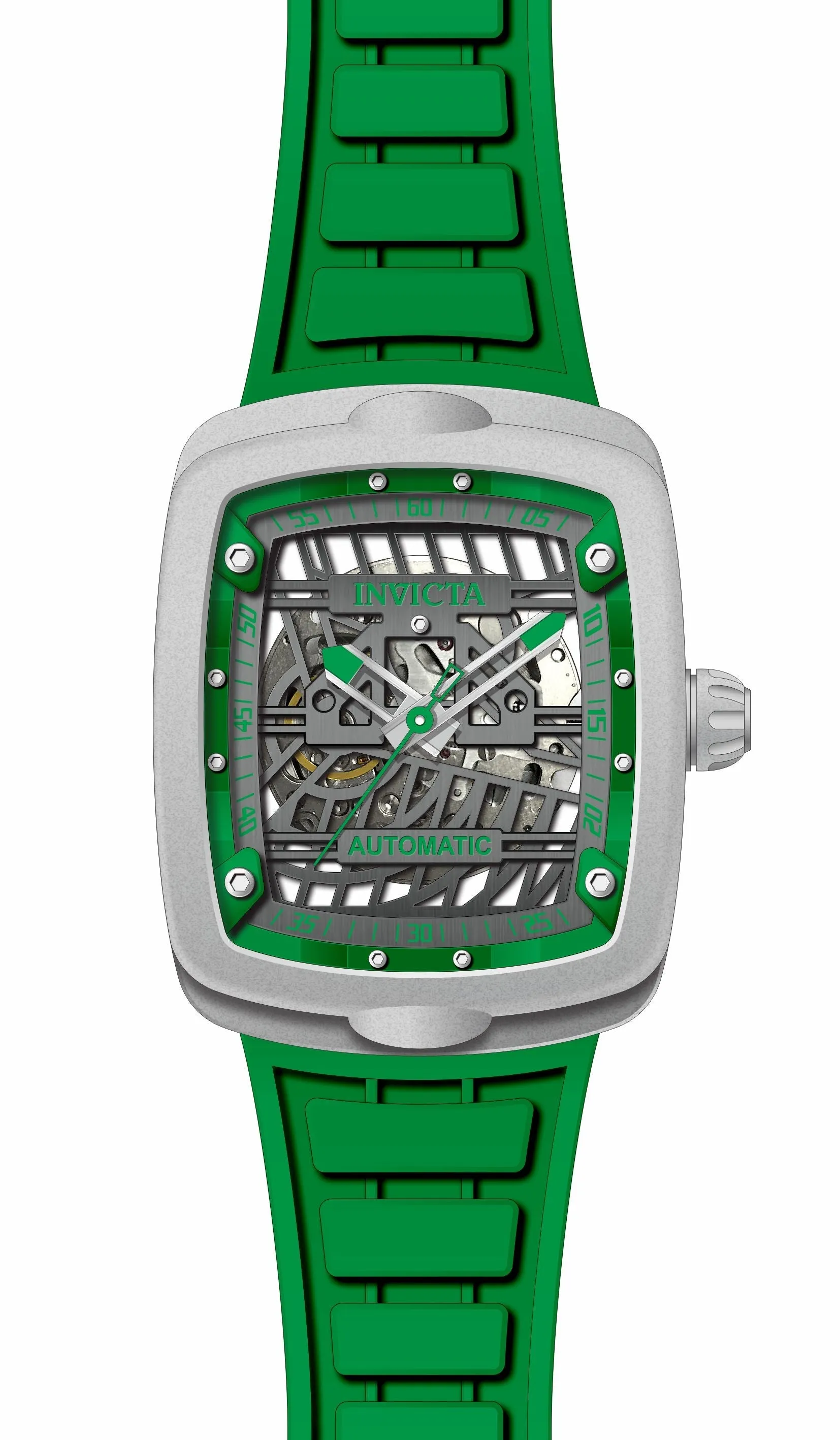Invicta Silicone Analogue Multicolor Dial Men's Watch-44218, Band Color:Green